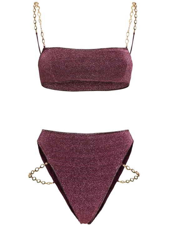 Oséree Swimwear: Lumiere金银丝链条比基尼套装 - 紫色 - women_0 | Luisa Via Roma
