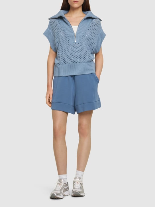 Varley: Mila half zip knit top - Ashley Blue - women_1 | Luisa Via Roma
