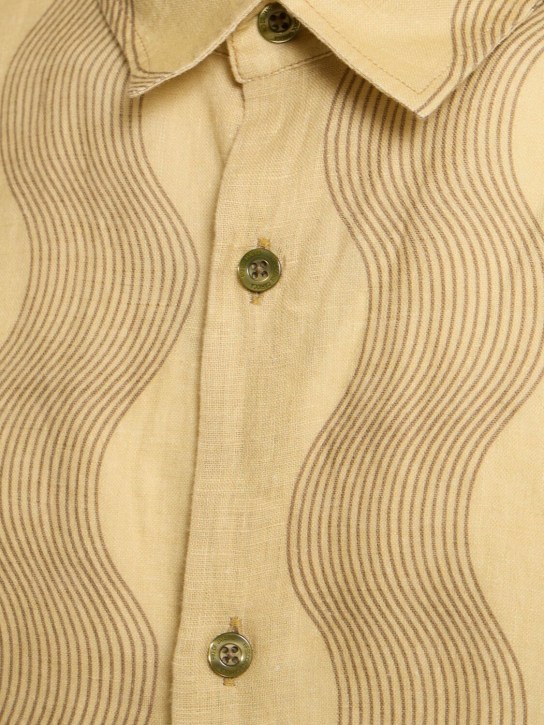 Frescobol Carioca: Castro Cabana striped linen shirt - Lemon Spinach - men_3 | Luisa Via Roma