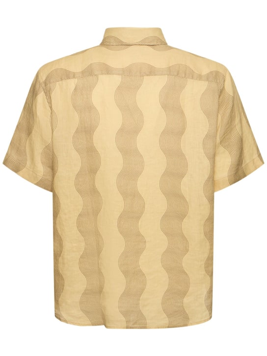 Frescobol Carioca: Castro Cabana striped linen shirt - Lemon Spinach - men_4 | Luisa Via Roma