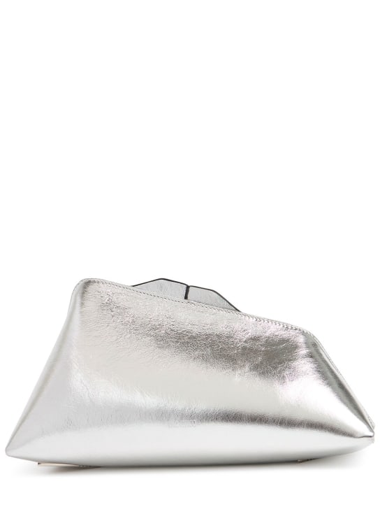 The Attico: Oversized 8:30 PM wrinkle leather clutch - Silver - women_0 | Luisa Via Roma