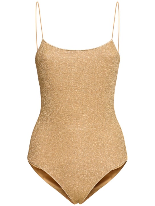 Oséree Swimwear: Costume intero Lumière in lurex - Oro - women_0 | Luisa Via Roma