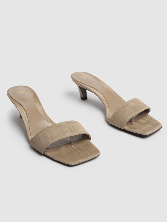 Toteme: 55mm The Mule moiré sandals - Dove - women_1 | Luisa Via Roma