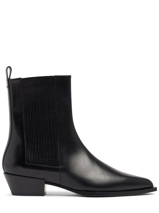 Aeyde: 40mm Belinda leather ankle boots - Siyah - women_0 | Luisa Via Roma