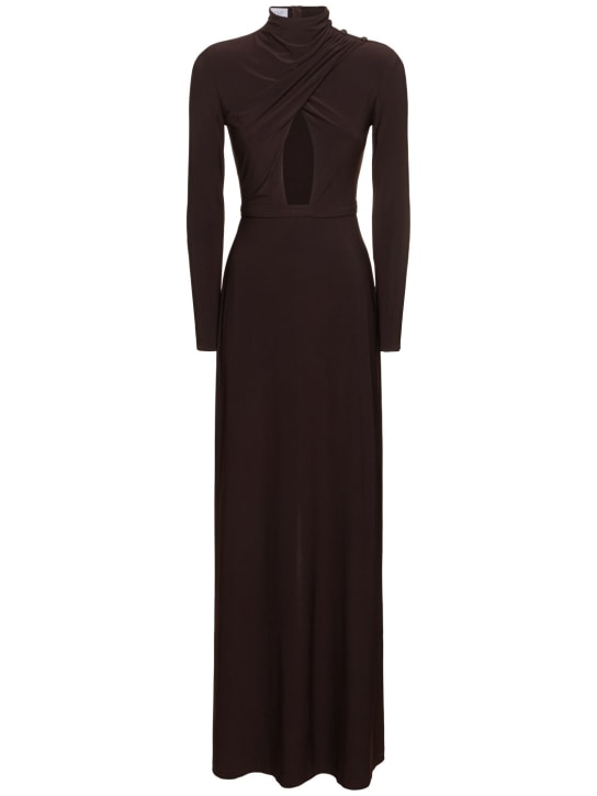 Mvp Wardrobe: Zenyatta stretch knit long dress - Dark Brown - women_0 | Luisa Via Roma