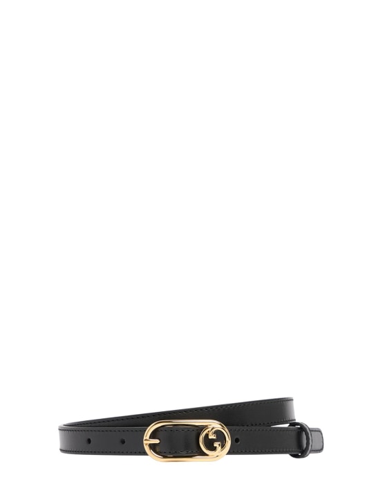 Gucci: Cintura in pelle con GG 15mm - Nero - women_0 | Luisa Via Roma