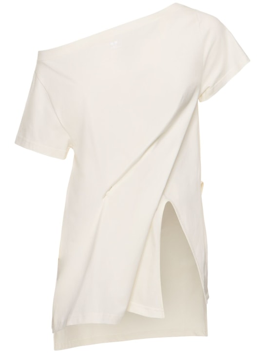 Courreges: Boatneck cotton bodysuit - White - women_0 | Luisa Via Roma