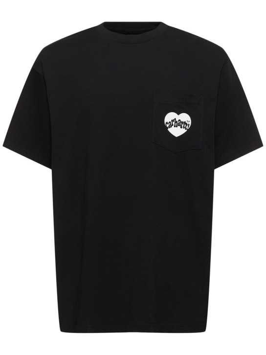 Carhartt WIP: T-Shirt aus Baumwolle mit Tasche - Schwarz/Weiß - men_0 | Luisa Via Roma