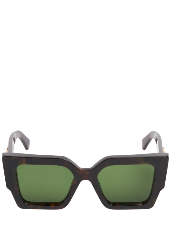 Off-White: Gafas de sol cuadradas de acetato - Havana/Green - women_0 | Luisa Via Roma
