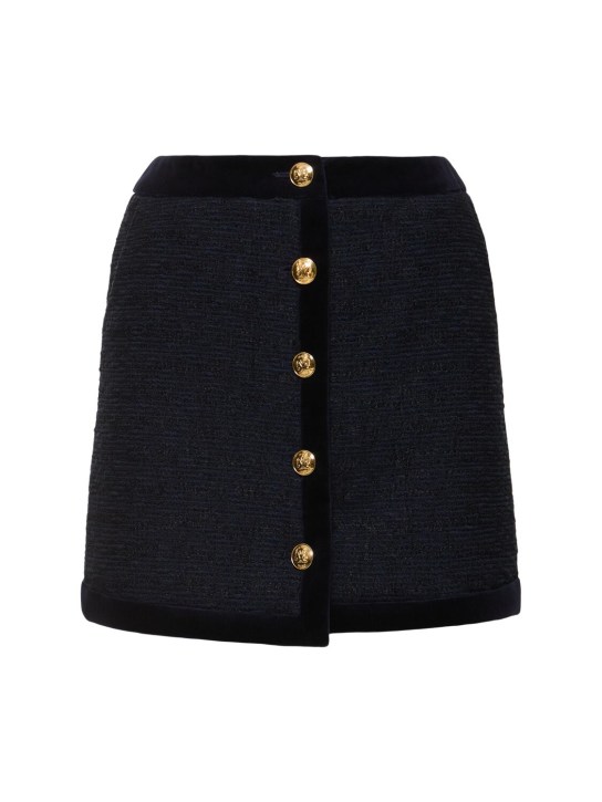 Blazé Milano: Exclusive Lusitano bouclé mini skirt - Blue/Multi - women_0 | Luisa Via Roma