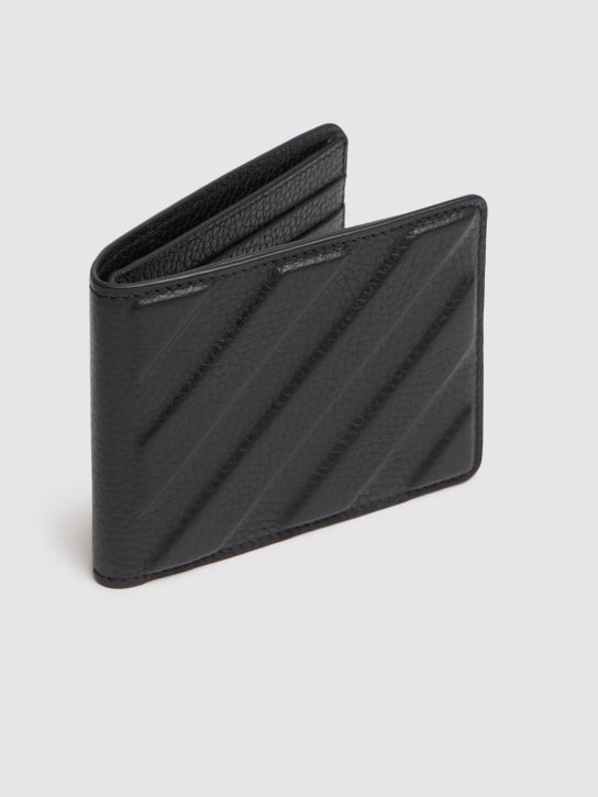 Off-White: Diagonal leather bifold wallet - Siyah - men_1 | Luisa Via Roma