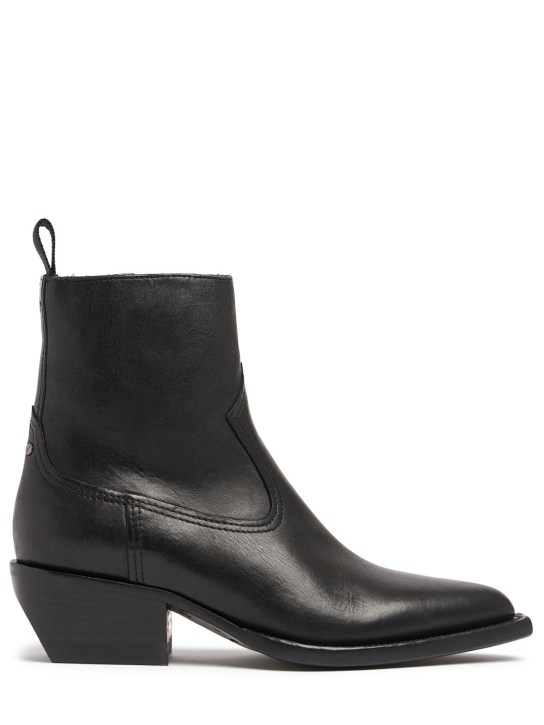 Golden Goose: 45mm Debbie leather ankle boots - Siyah - women_0 | Luisa Via Roma