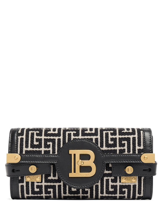 Balmain: BBuzz 23 Monogram jacquard clutch - women_0 | Luisa Via Roma