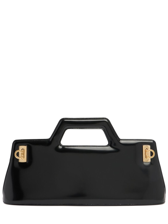 Ferragamo: EW Wanda leather top handle bag - Black - women_0 | Luisa Via Roma