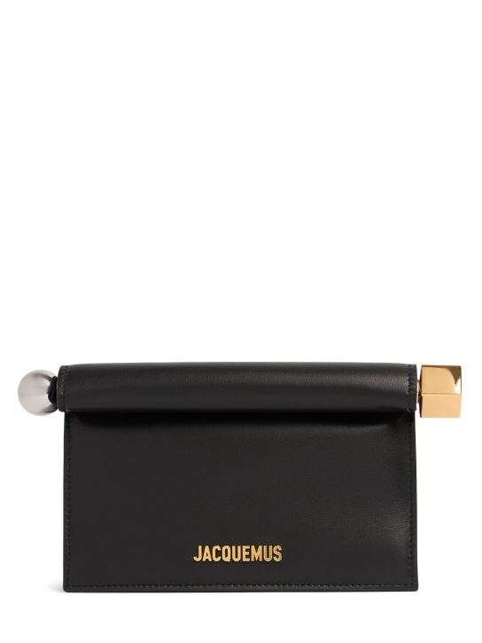 Jacquemus: La Petite Pochette Rond leather clutch - Black - women_0 | Luisa Via Roma