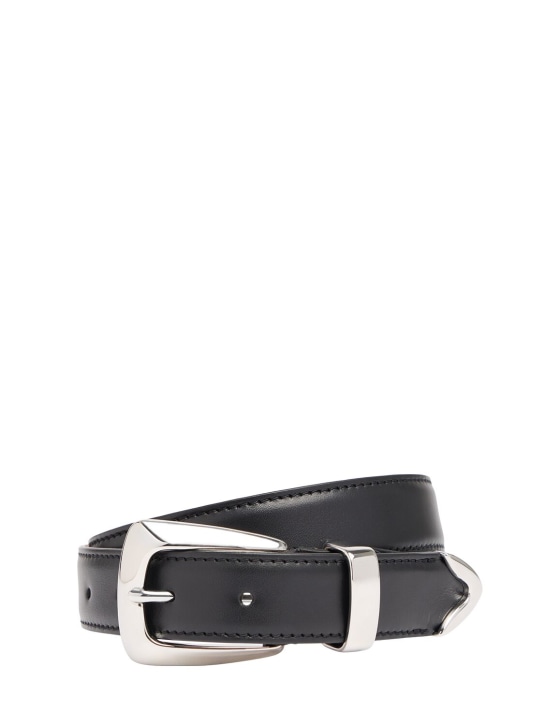 Khaite: 3cm Benny leather belt - Siyah - women_0 | Luisa Via Roma