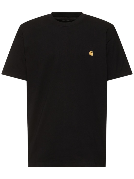 Carhartt WIP: Chase cotton t-shirt - Black/Gold - men_0 | Luisa Via Roma