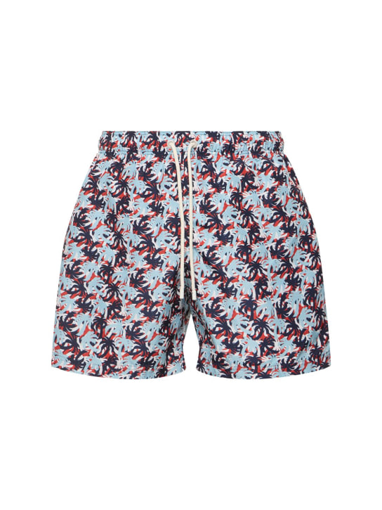 Palm Angels: Shorts mare in techno camouflage Palms - Blu/Rosso - men_0 | Luisa Via Roma