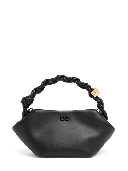 GANNI: Mini Bou recycled leather top handle bag - Siyah - women_0 | Luisa Via Roma