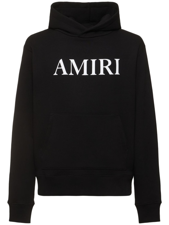 Amiri: Logo棉质连帽卫衣 - 黑色 - men_0 | Luisa Via Roma