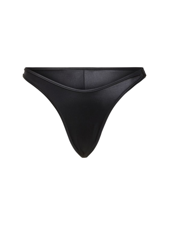 Palm Angels: Slip bikini Monogram Crossover in lycra - Nero - women_0 | Luisa Via Roma