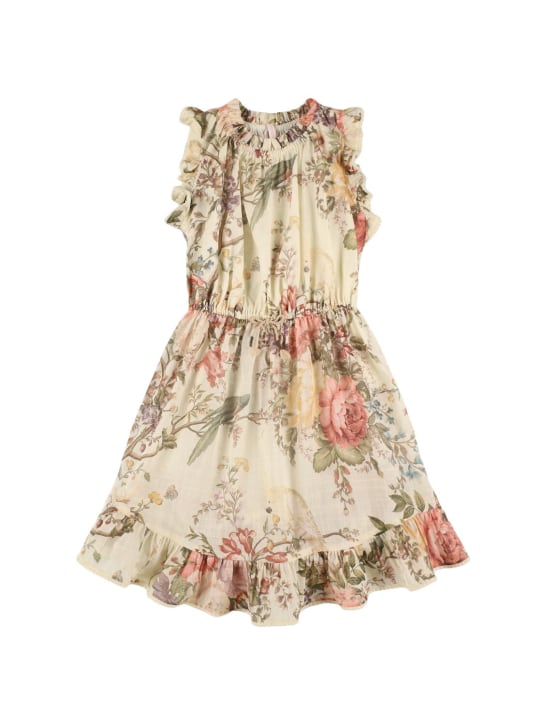 Zimmermann: Kleid aus Baumwollmusselin mit Blumendruck - Weiß/Multi - kids-girls_0 | Luisa Via Roma
