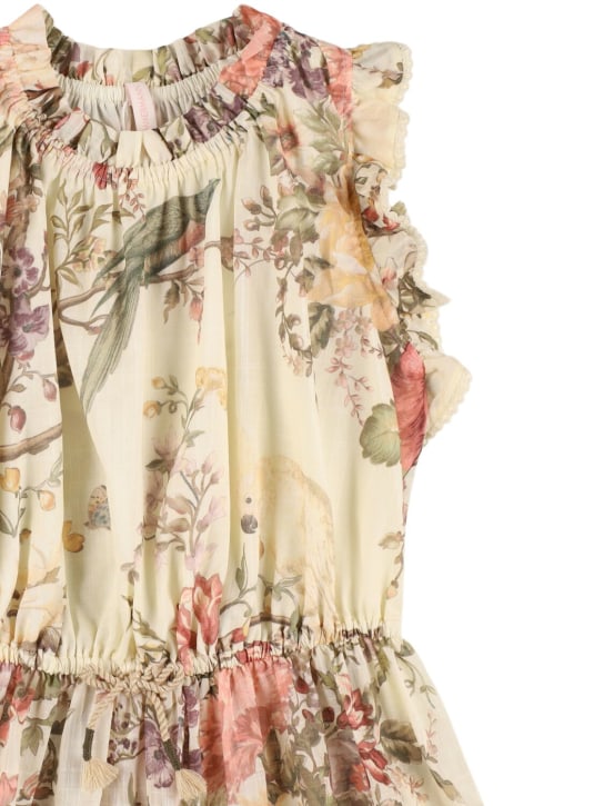 Zimmermann: Robe en mousseline de coton imprimé floral - Blanc/Multi - kids-girls_1 | Luisa Via Roma