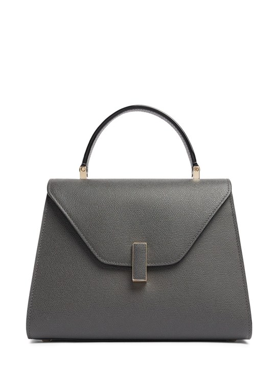 Valextra: Medium Iside soft grained leather bag - Fumo Di Londra - women_0 | Luisa Via Roma