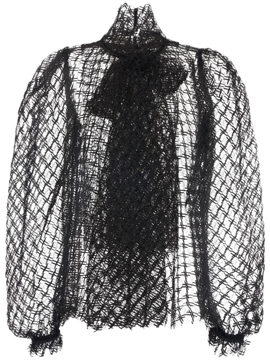 Dolce&Gabbana: Mesh turtleneck shirt - Black - women_0 | Luisa Via Roma