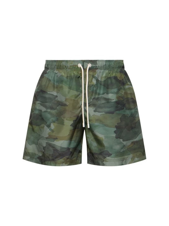 Palm Angels: Seasonal迷彩科技织物沙滩裤 - Military Green - men_0 | Luisa Via Roma