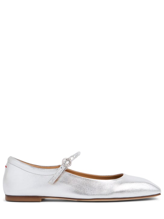 Aeyde: 10mm hohe Ballerinas aus laminiertem Leder „Uma“ - Silber - women_0 | Luisa Via Roma