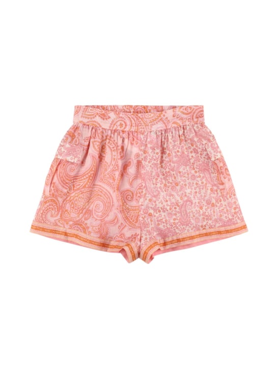 Zimmermann: Printed cotton shorts - Pembe/Renkli - kids-girls_0 | Luisa Via Roma