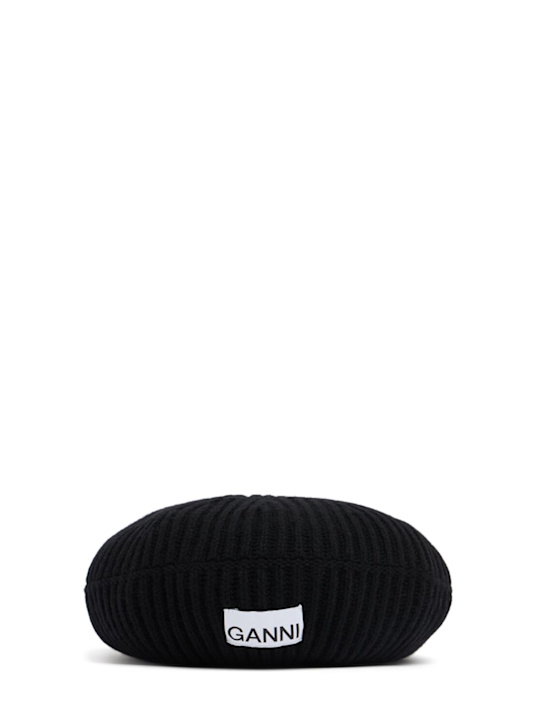 GANNI: Structured rib knit wool blend beret - women_0 | Luisa Via Roma