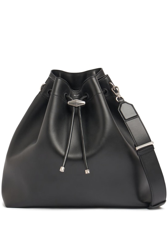 Jimmy Choo: Large Bon Bon soft shiny leather bag - Black - women_0 | Luisa Via Roma