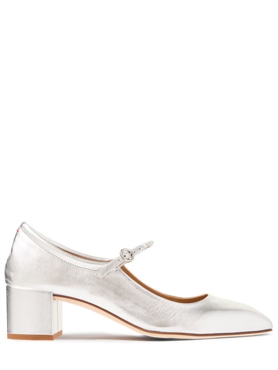 Aeyde: 45mm Aline laminated leather pumps - Silver - women_0 | Luisa Via Roma