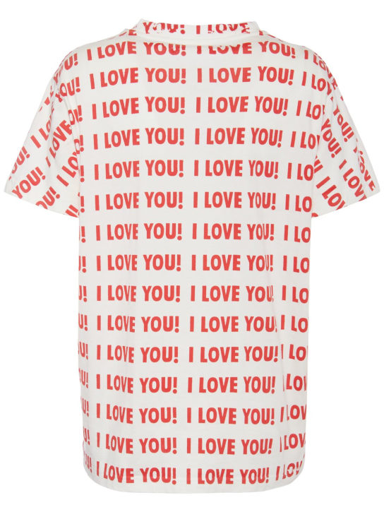Blumarine: T-shirt in jersey stampato - Bianco/Rosso - women_3 | Luisa Via Roma