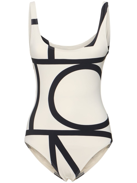 Toteme: Monogram swimsuit - White/Blac - women_0 | Luisa Via Roma