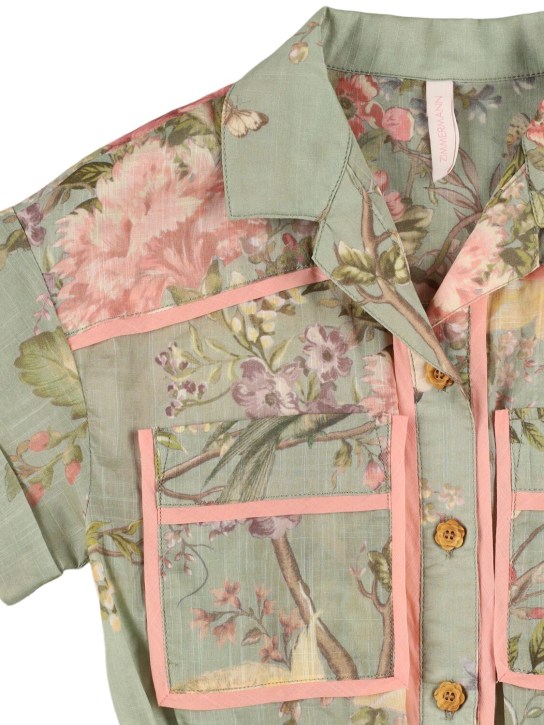 Zimmermann: Kleid aus Baumwollmusselin mit Blumendruck - Grün/Bunt - kids-girls_1 | Luisa Via Roma