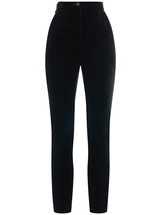Dolce&Gabbana: High waist velvet tuxedo pants - women_0 | Luisa Via Roma