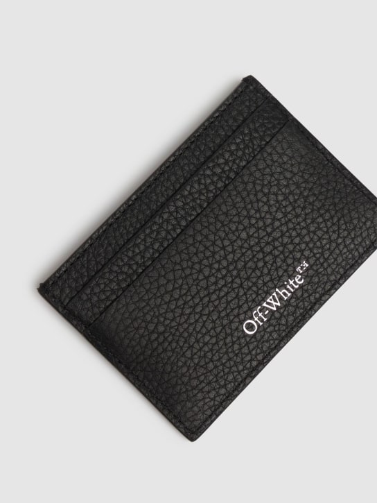 Off-White: Diagonal leather card case - Black - men_1 | Luisa Via Roma
