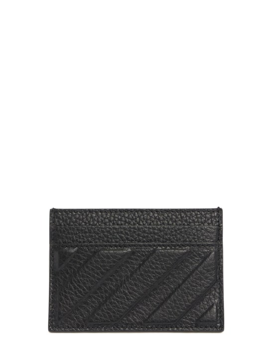 Off-White: Diagonal leather card case - Siyah - men_0 | Luisa Via Roma