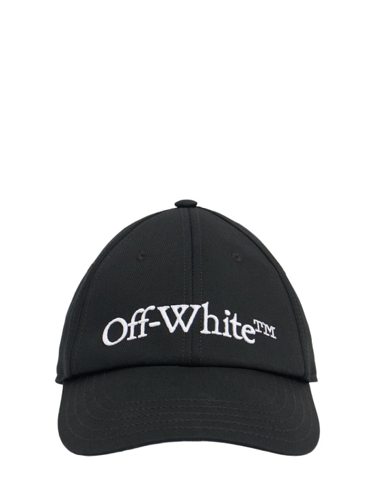 Off-White: Gorra de baseball de algodón - Negro/Blanco - women_0 | Luisa Via Roma
