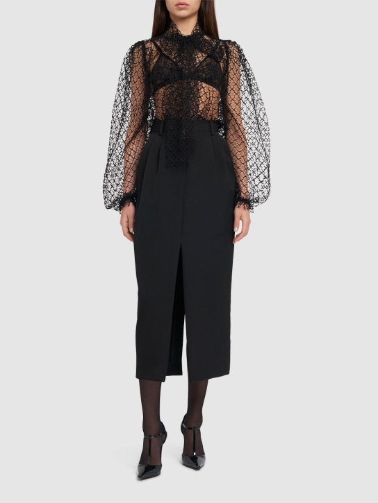 Dolce&Gabbana: Mesh turtleneck shirt - Black - women_1 | Luisa Via Roma