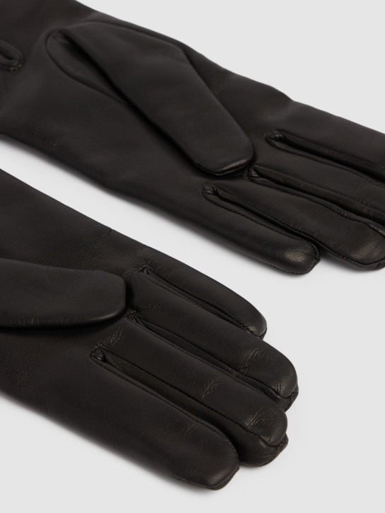 Max Mara: Spalato smooth leather gloves - Black - women_1 | Luisa Via Roma