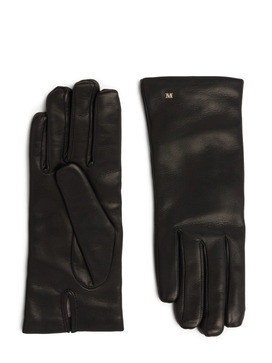 Max Mara: Spalato smooth leather gloves - Black - women_0 | Luisa Via Roma