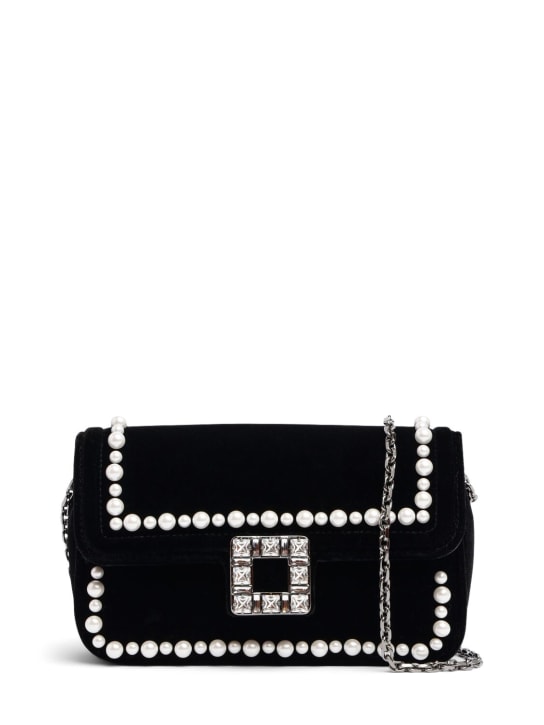 Roger Vivier: Viv Jeu De Fille embellished velvet bag - Black - women_0 | Luisa Via Roma