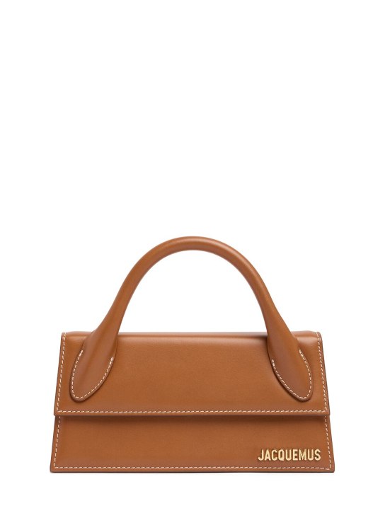 Jacquemus: Le Chiquito long leather top handle bag - Light Brown - women_0 | Luisa Via Roma