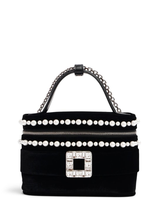 Roger Vivier: Micro Vanity embellished top handle bag - Siyah - women_0 | Luisa Via Roma