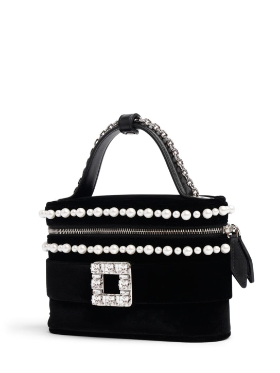 Roger Vivier: Micro Vanity embellished top handle bag - Siyah - women_1 | Luisa Via Roma
