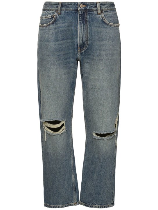 Balenciaga: Buckle loose fit denim jeans - Bleached Blue - men_0 | Luisa Via Roma